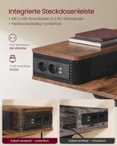 Birou reglabil Vasagle Alb 120x60x131.5 cm - Img 6