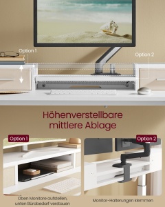 Birou reglabil Vasagle Alb 120x60x131.5 cm - Img 4