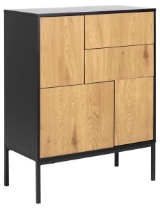 Bufet Seaford, Negru mat, 103x80x40 cm - Img 3