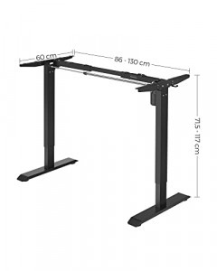 Cadru birou reglabil, Songmics, Negru, 86-130x60x71.5-117 cm - Img 7