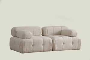 Canapea 2 locuri Doblo Crem 210x105x80 cm - Img 3