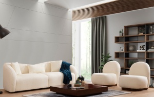 Canapea 3 locuri Venedik Crem 236x76x91 cm - Img 6