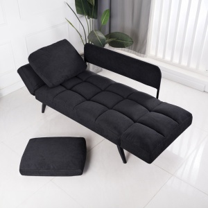 Canapea extensibila 3 locuri, Pako World, Jackie, Antracit-Negru, 190x78x75 cm - Img 2