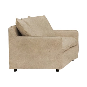 Canapea Interest 2 locuri bej din material textil cu trei perne 140x85x90 cm - Img 3