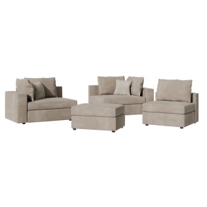 Canapea reversibila London tesatura gri-bej cu perne gri deschis 296x246x95 cm - Img 4