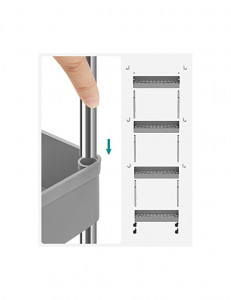 Carucior pentru depozitare, Songmics, Gri, KSC008G01, 40 x 12 x 86 cm - Img 6