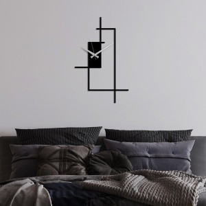 Ceas de perete decorativ din metal Corner Negru 49x30 cm - Img 3
