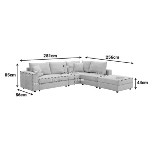 Coltar modular, Navaro, Pako, Gri 281x256x85 cm - Img 8
