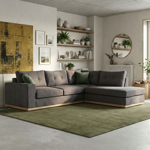 Coltar Stanga Boston Gri Inchis - Natural 280x225x95 cm