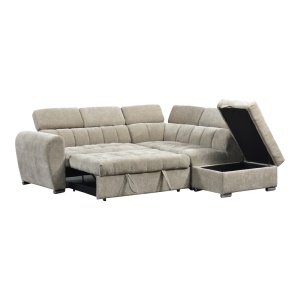 Coltar stanga extensibil cu depozitare, Nuvora, Pako, Bej 244x225x79 cm - Img 4