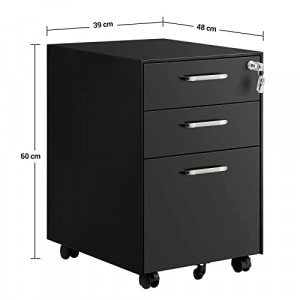 Comoda birou, Songmics, Negru, 39x48x60 cm - Img 3
