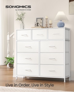 Comoda cu sertare, Bellah, Songmics, Alb, 98.8x30x95.2 cm - Img 2