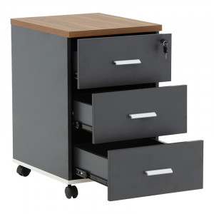 Comoda pe roti Oscar 3 sertare nuc - carbon 40x48x63cm - Img 3