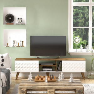 Comoda TV Egg Alb-Walnut - Img 2
