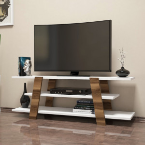 Comoda TV Flower - Walnut, Alb