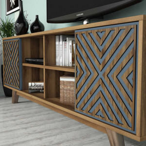 Comoda TV İnci - Walnut, Blue - Img 4