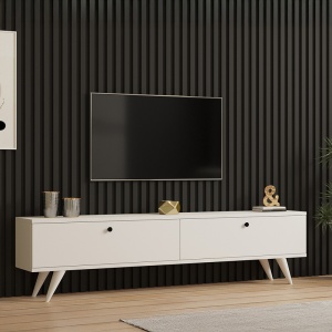 Comoda TV Jate, Pako World, Alb, 160x25x40 cm - Img 2