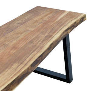 Consola Miles Boho, Pako World, lemn masiv de salcam, Grosime 3.7 cm, Natural, 160x40x76 cm - Img 5