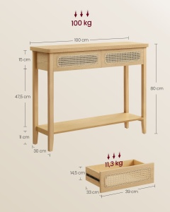 Consola Vasagle Bej 100x30x80 cm - Img 6