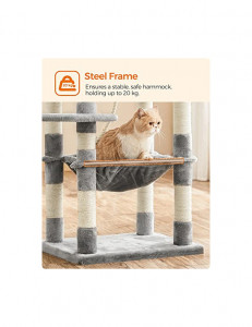 Copac pentru pisici, Feandrea, 143 cm, 2 perne de plus, Gri - Img 5