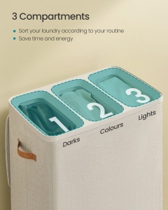 Cos de rufe Songmics Bej 64x40x75 cm - Img 3