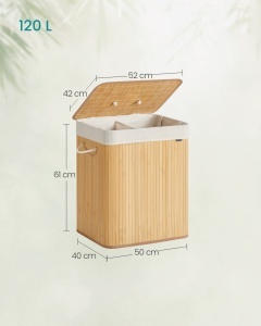 Cos de rufe Songmics Natural 50x40x61 cm - Img 5