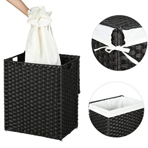 Cos de rufe, Songmics, Negru, 45.5x32x61 cm - Img 5