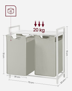 Cos de rufe, Vasagle, Alb, 73x33x71 cm - Img 4