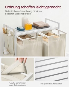 Cos de rufe Vasagle, Brenta, Alb, 71.3x33x72 cm - Img 3