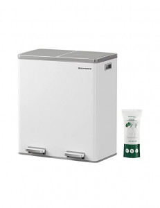 Cos pentru recilare dublu, Songmics, 2 x 30L, Alb, LTB60WT, 59 x 32 x 65 cm