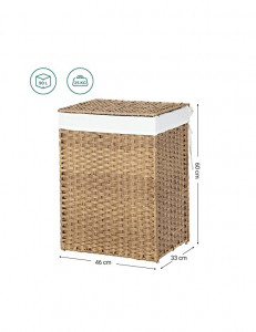 Cos pentru rufe, Songmics, 90 L, LCB51NL, Natural - Img 4