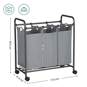 Cos rufe modular cu roti, Songmics, Gri, 83.4x77.6x41.5 cm - Img 4