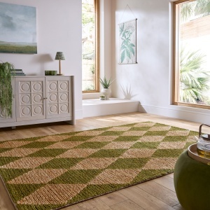 Covor Effie Diamond Jute Verde masliniu 160x230 cm, Flair Rugs