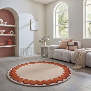 Covor rotund Wiggle Wool Portocaliu 160x160 cm