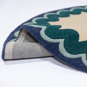 Covor rotund Wiggle Wool Turcoaz 160x160 cm - Img 2