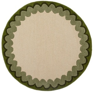 Covor rotund Wiggle Wool Verde oliv 160x160 cm - Img 5