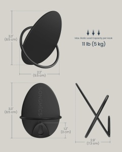 Cuier carlig Negru Songmics 7.2x5.2x8.5 cm - Img 6