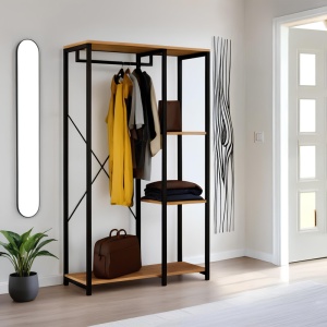 Cuier Intrare Ramon Oak - Negru 90.5x41x167 cm