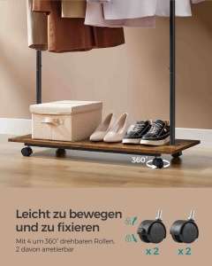 Cuier pe roti Songmics Maro 98.5x35x160.3 cm - Img 6