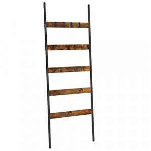 Cuier prosoape tip scara, Vasagle, Antic-Negru, 60x176 cm - Img 2