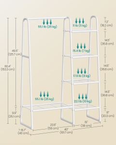 Cuier Songmics Alb 101.7x40x153.3 cm - Img 5