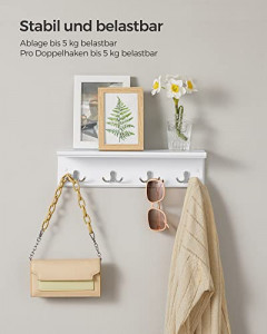 Cuier, Songmics, Alb, 40x10.5x10.5 cm - Img 5