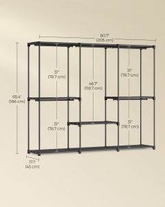 Cuier stander, Rylan, Negru, 205x43x166 cm - Img 6