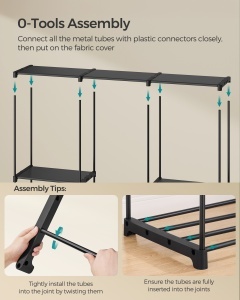 Cuier stander, Rylan, Negru, 205x43x166 cm - Img 4