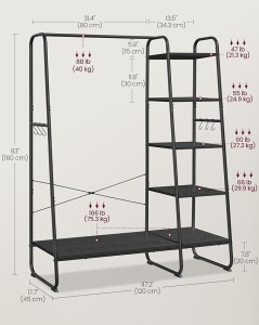 Cuier Vasagle Maro inchis 120x45x160 cm - Img 6