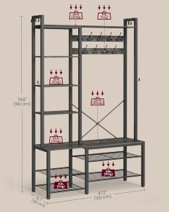 Cuier Vasagle Negru 120x40x190 cm - Img 5