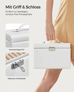 Cutie bijuterii, Songmics, Alb, 26x18x17 cm - Img 5