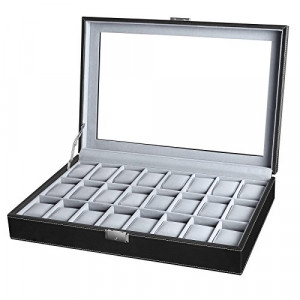Cutie pentru ceasuri de mana, Songmics, Negru, 43.5x29.2x8.5 cm - Img 2