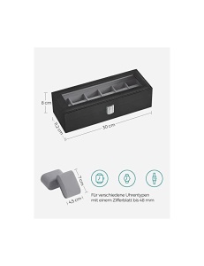 Cutie pentru ceasuri, Songmics, capacitate 6, JWB06BK, Gri - Img 6