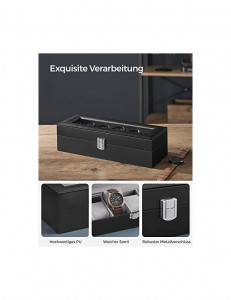 Cutie pentru ceasuri, Songmics, capacitate 6, JWB06BK, Gri - Img 3